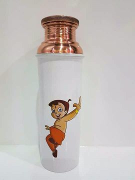 White Copper Bottle with Chota Bheem Print