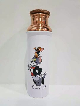 White Copper Bottle with Tom & Jerry Print