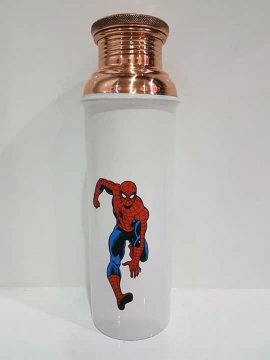 White Copper Bottle with Spider-Man Design